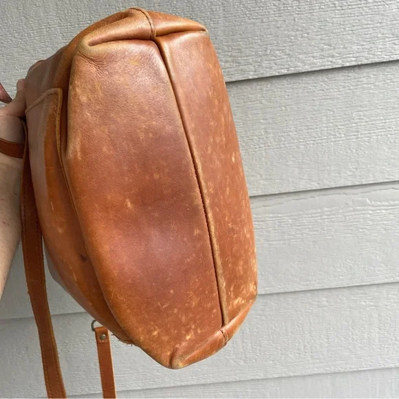 Portland Leather Goods Medium Crossbody Tote Purse Bag Chestnut Brown - Picture 7 of 16